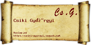Csiki Györgyi névjegykártya